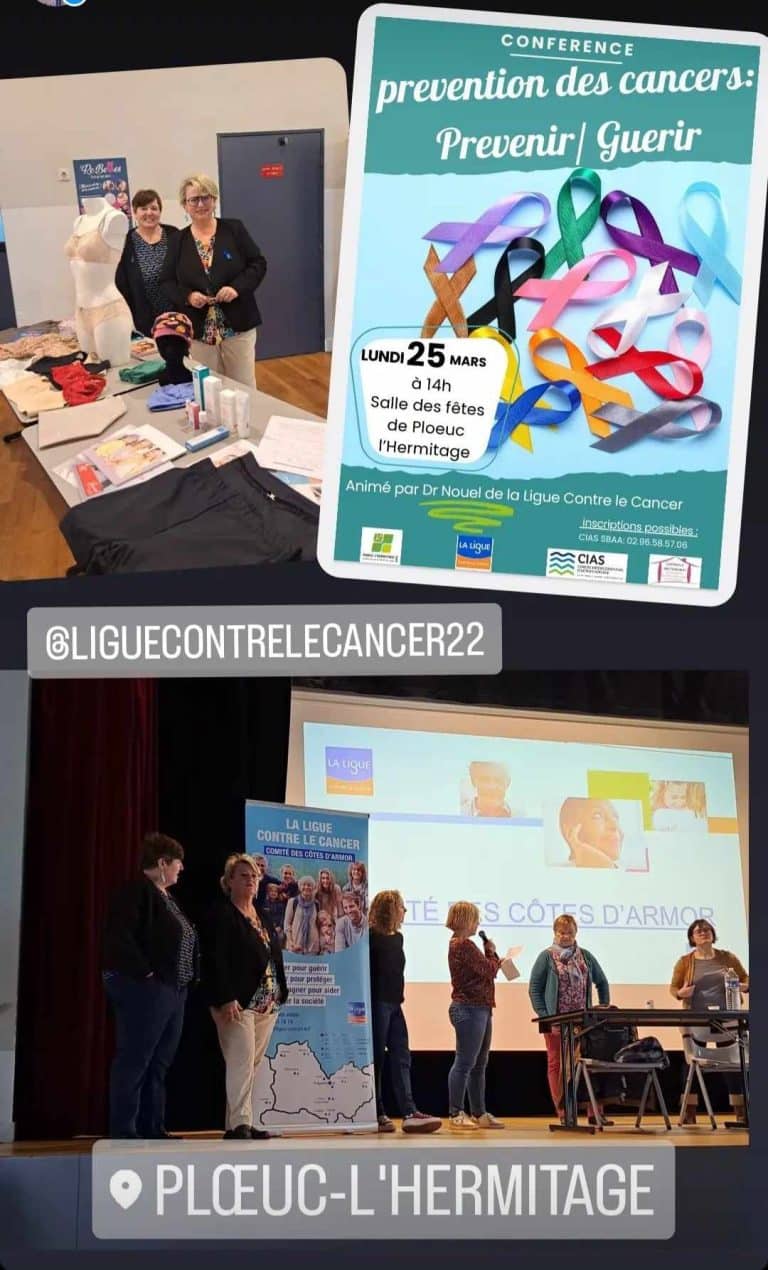 stand les ReBelles lors d'une conference prevenir les cancers avec la ligue contre le cancer cotes d armor