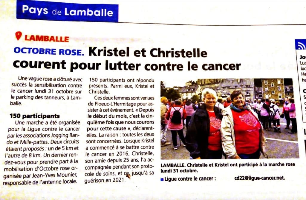article le Penthievre Christelle et Kristel Octobre Rose Lamballe boutique les Rebelles ..